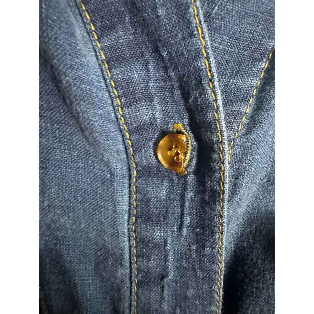 Lafayette 148 Blue Linen Denim look Button Down LS Sz Small - Picture 7 of 9